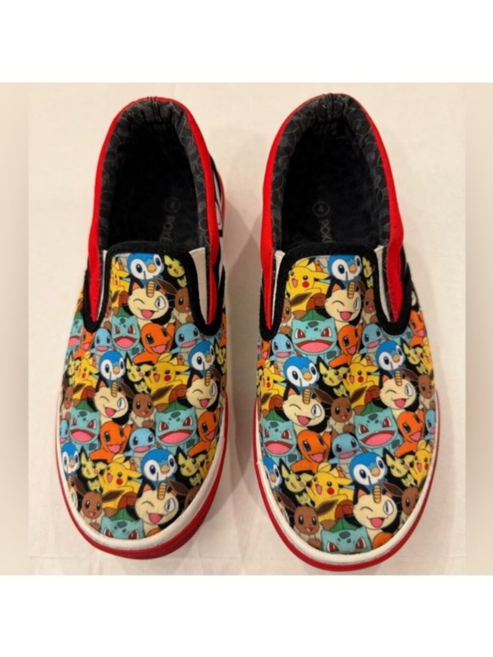 Pokemon The Original Four Types Low Top Slip On Shoes Multi-Color Red Size 4